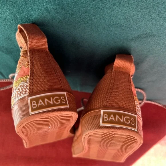 BANGS Brown High-Top Sneakers with Sun and Landscape Design size 7 - Picture 5 of 16